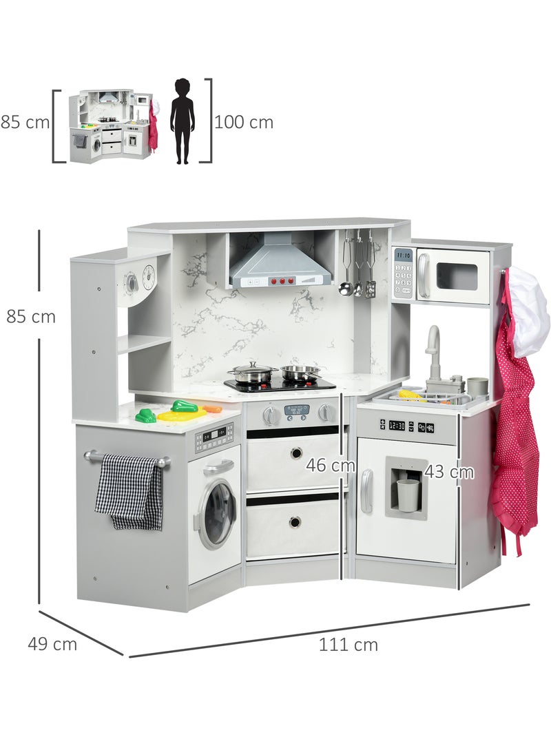 Cuisine pour enfant jeu d'imitation nombreux accessoires rangements gris blanc N/A - Kiabi