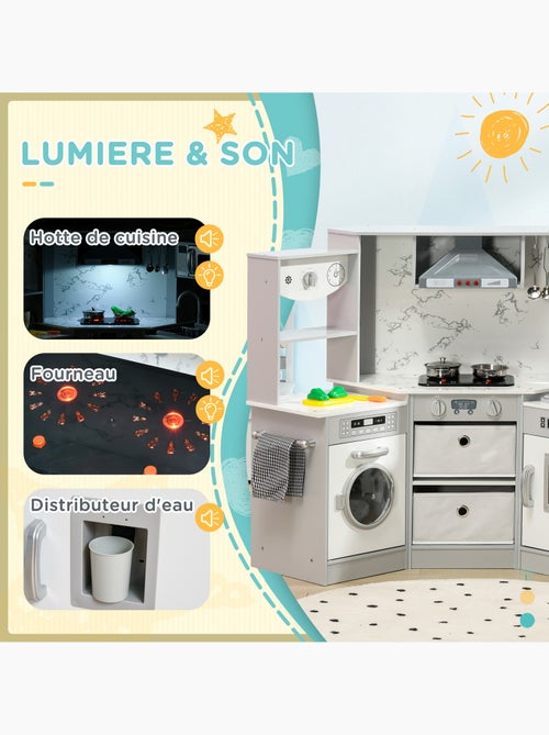 Cuisine pour enfant jeu d'imitation nombreux accessoires rangements gris blanc - Kiabi