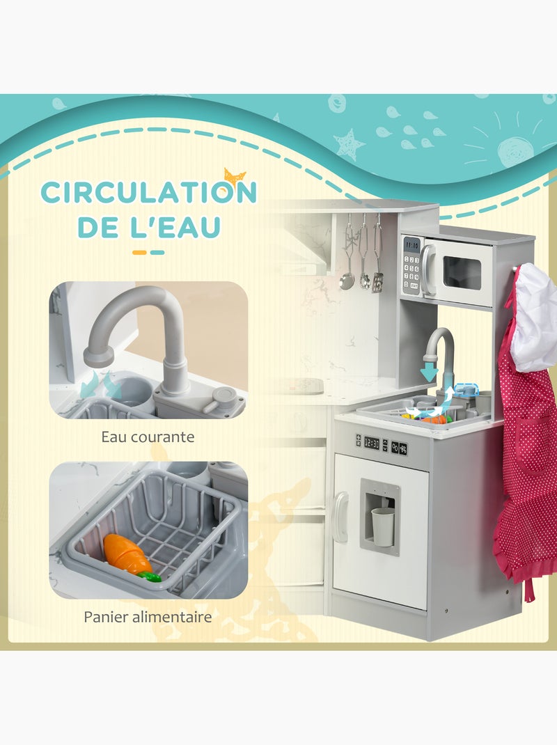 Cuisine pour enfant jeu d'imitation nombreux accessoires rangements gris blanc N/A - Kiabi