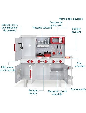 Cuisine pour enfants en bois 91 × 33 × 86/92 cm avec 38 accessoires