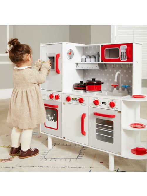 Cuisine pour enfants en bois 91 × 33 × 86/92 cm avec 38 accessoires - Kiabi