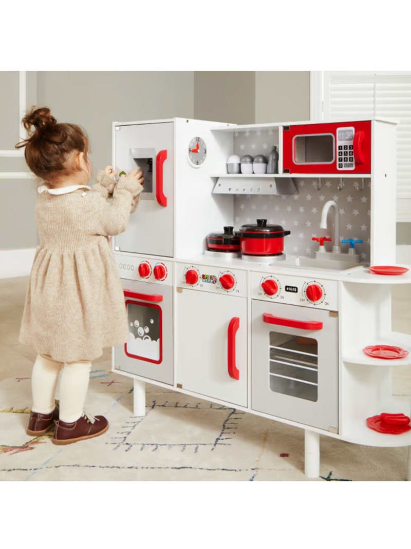 Cuisine pour enfants en bois 91 × 33 × 86/92 cm avec 38 accessoires N/A - Kiabi