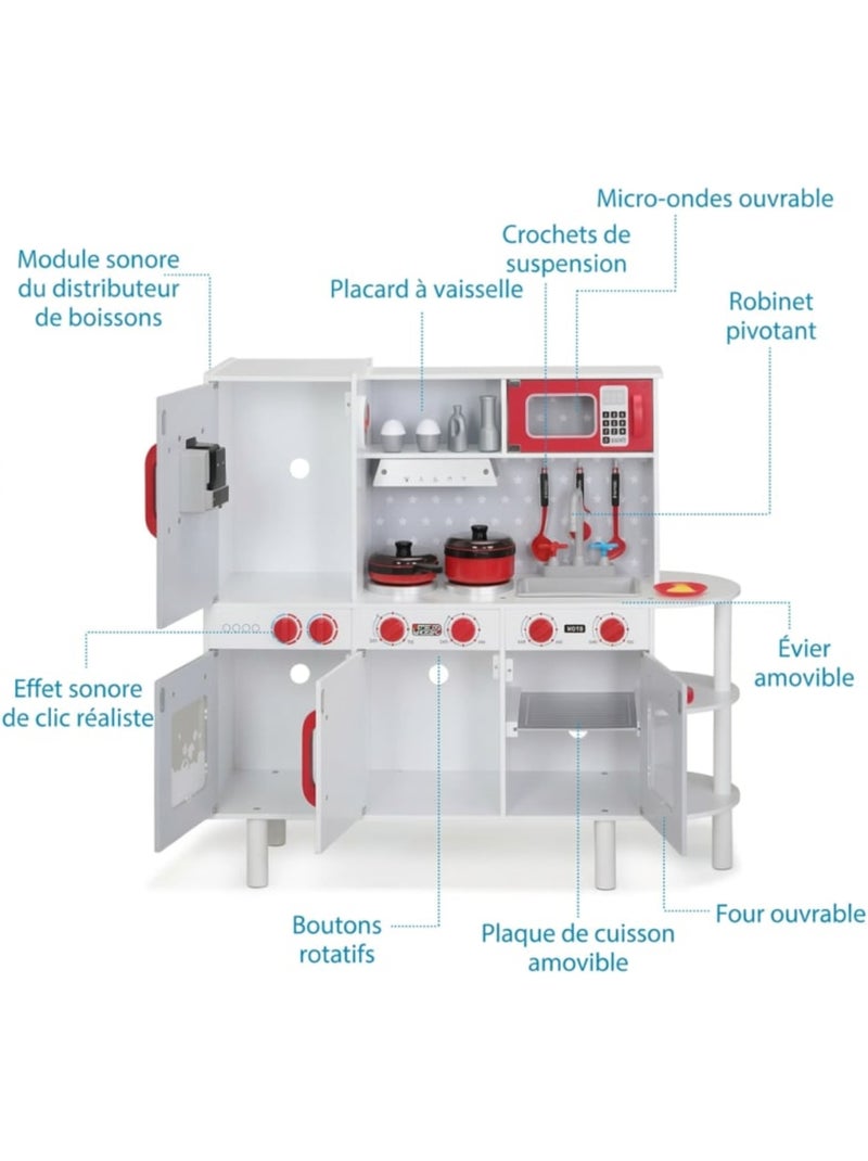 Cuisine pour enfants en bois 91 × 33 × 86/92 cm avec 38 accessoires N/A - Kiabi