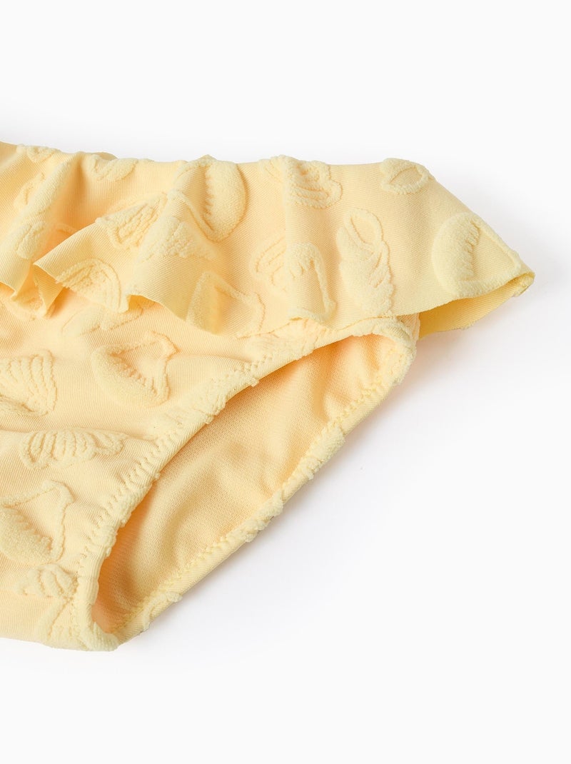 Culotte avec Motif en Relief et Volants Jaune clair - Kiabi