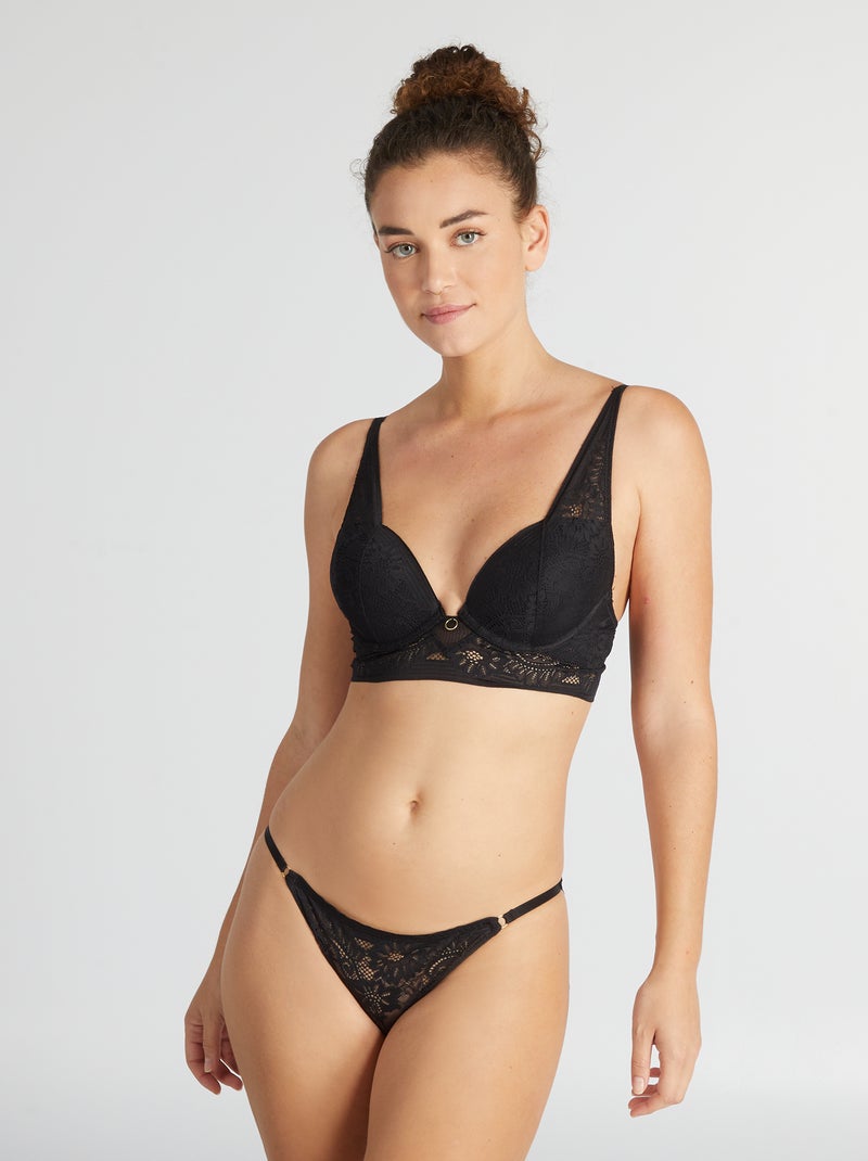 Culotte barrette en dentelle 'Billet Doux' Noir - Kiabi
