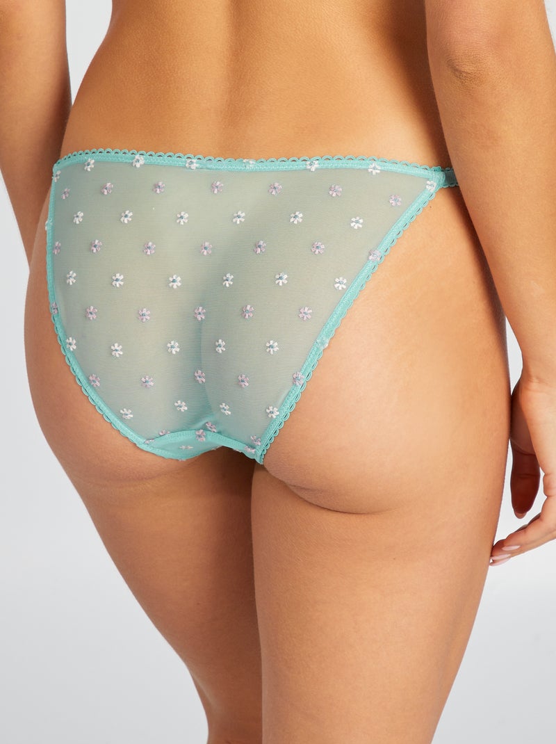 Culotte barrette en tulle brodé Vert d'eau Femme Kiabi