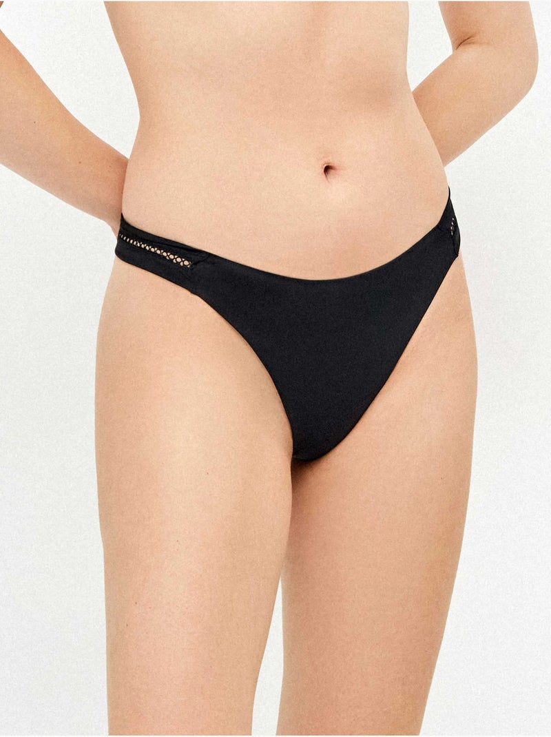 Culotte bikini brésilien découpé Noir - Kiabi