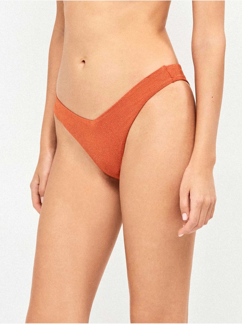 Culotte bikini brésilien en piqué lurex doré Terracotta - Kiabi