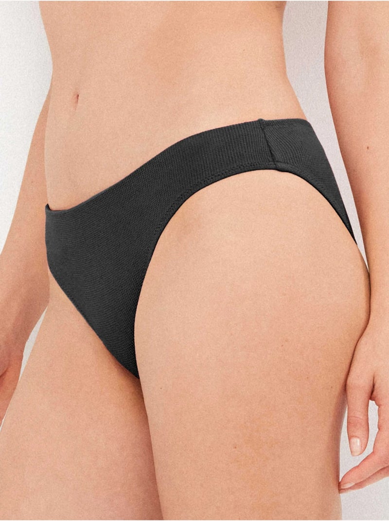 Culotte bikini couleur unie Noir - Kiabi