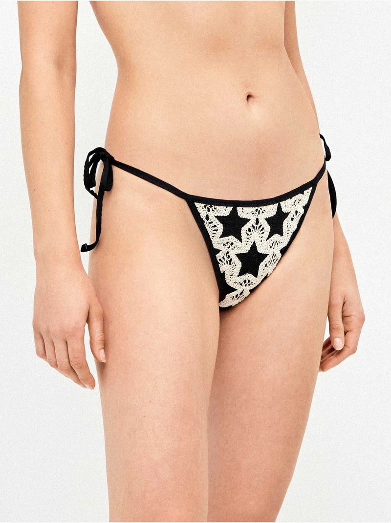 Culotte bikini crochet bandes latérales Multicolore - Kiabi