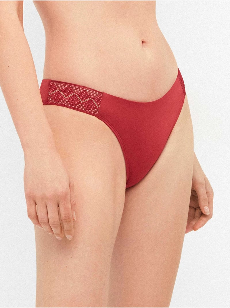 Culotte bikini dentelle sur les côtés Rouge - Kiabi