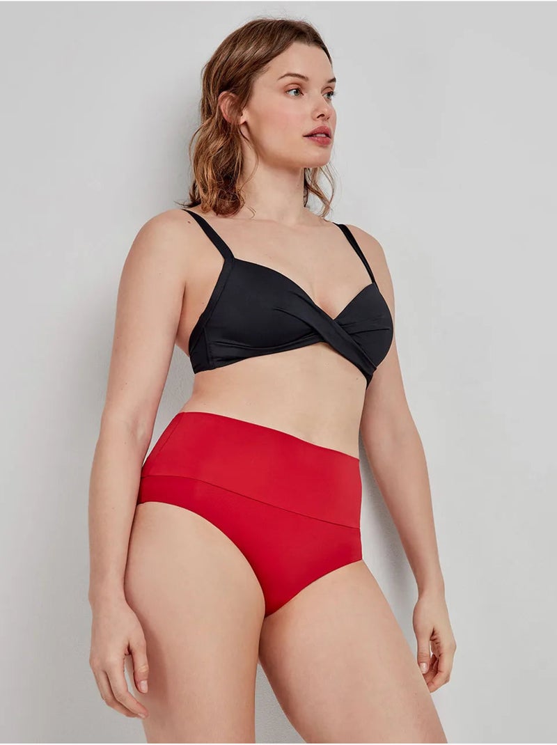 Culotte bikini haut multiposition Rouge - Kiabi