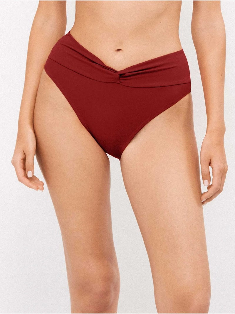 Culotte bikini haut noué Bordeaux - Kiabi