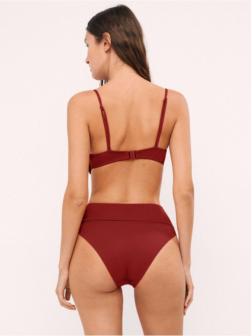 Culotte bikini haut noué Bordeaux - Kiabi