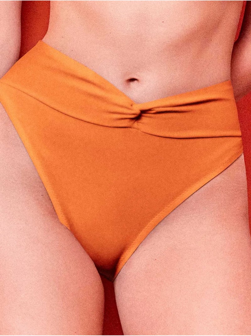 Culotte bikini haut noué Orange - Kiabi