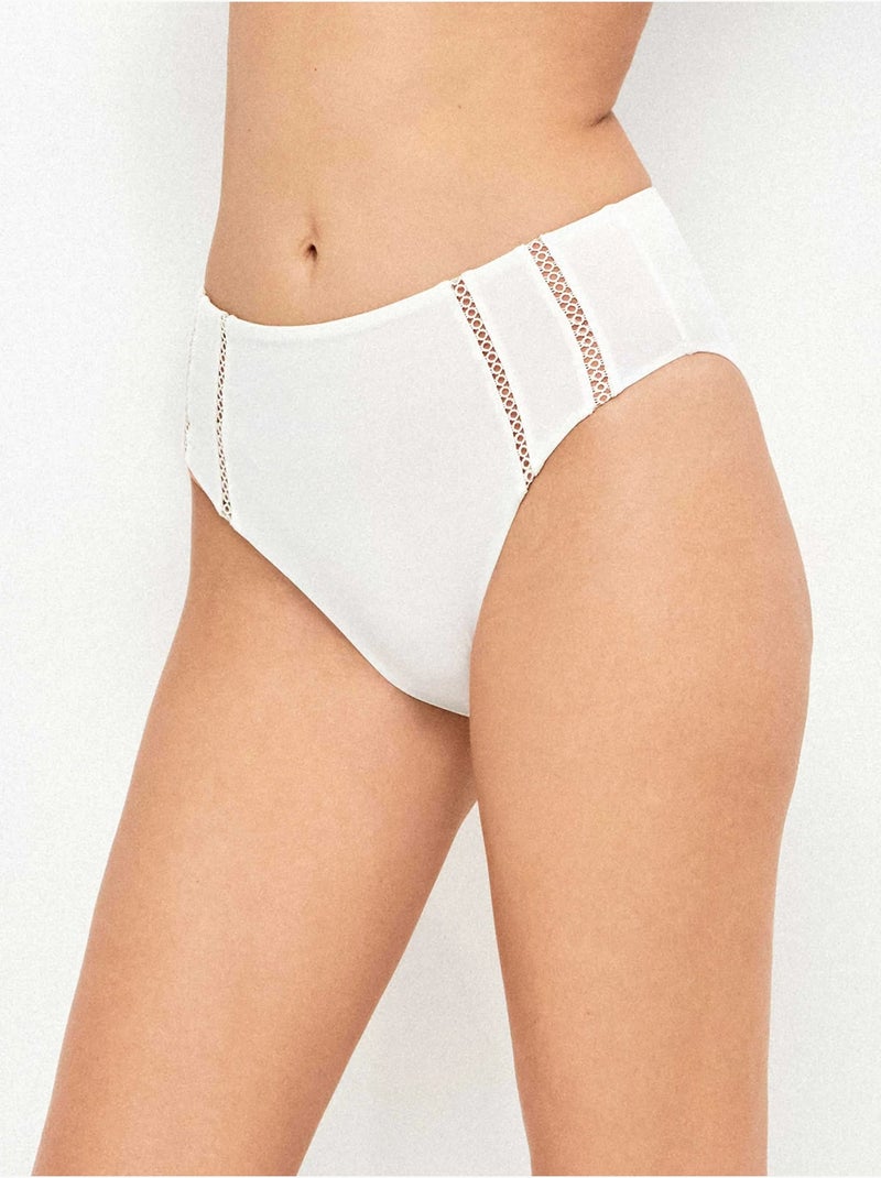 Culotte bikini haute ajourée Ivoire - Kiabi