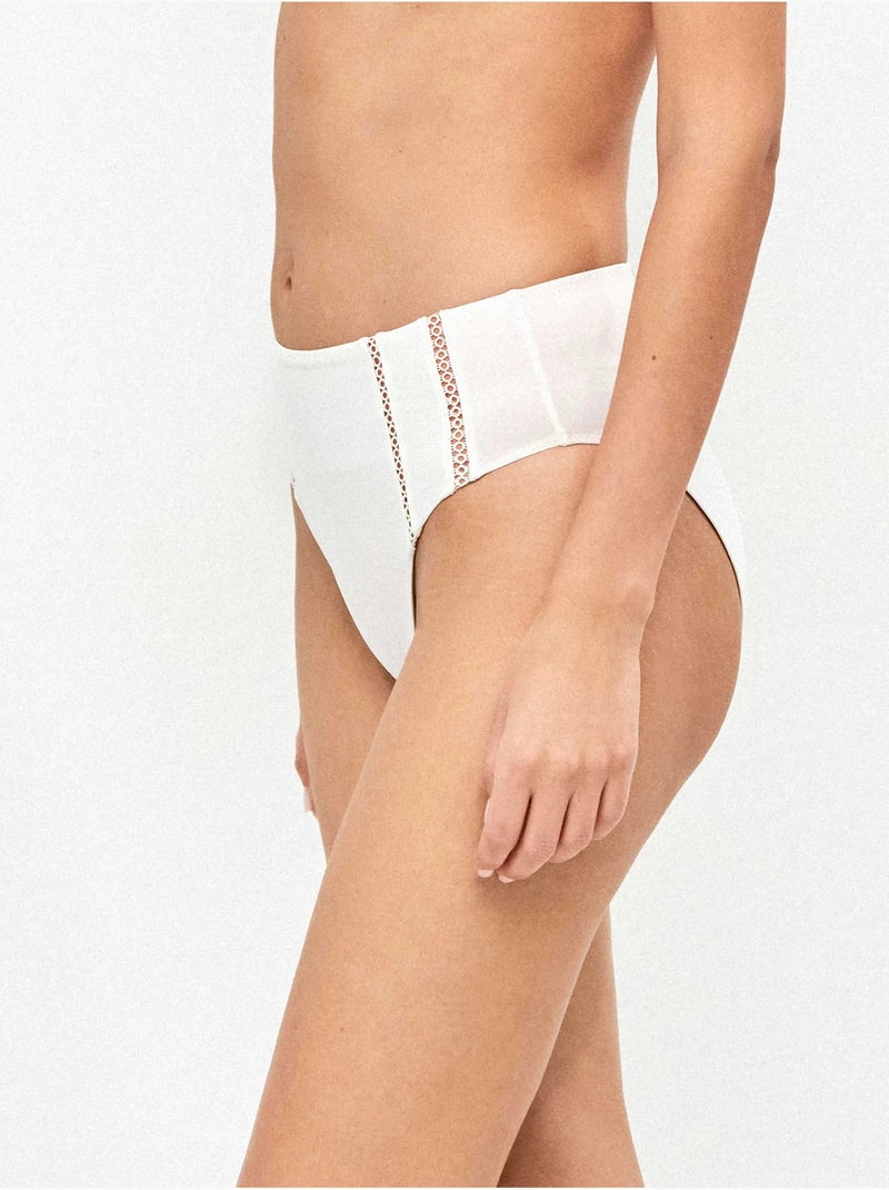 Culotte bikini haute ajourée Ivoire - Kiabi