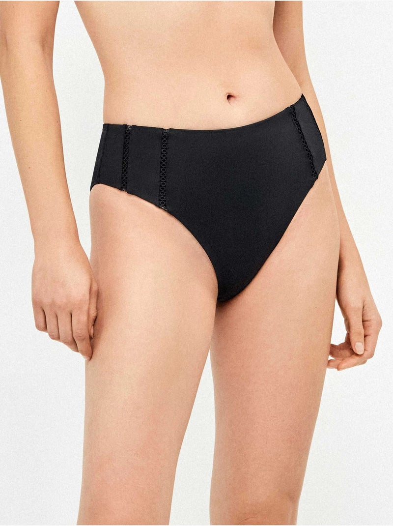 Culotte bikini haute ajourée Noir - Kiabi