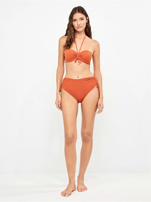 Culotte bikini haute tissu piqué lurex doré - Kiabi Culotte bikini haute tissu piqué lurex doré - Kiabi