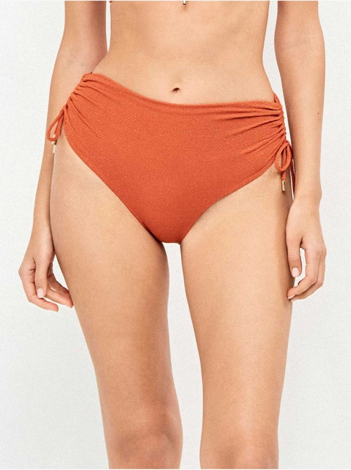 Culotte bikini haute tissu piqué lurex doré - Kiabi Culotte bikini haute tissu piqué lurex doré - Kiabi