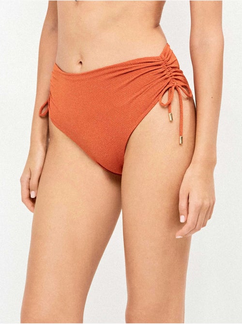 Culotte bikini haute tissu piqué lurex doré - Kiabi Culotte bikini haute tissu piqué lurex doré - Kiabi