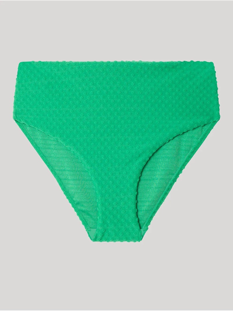 Culotte bikini haute tissu structuré Bleu Vert - Kiabi