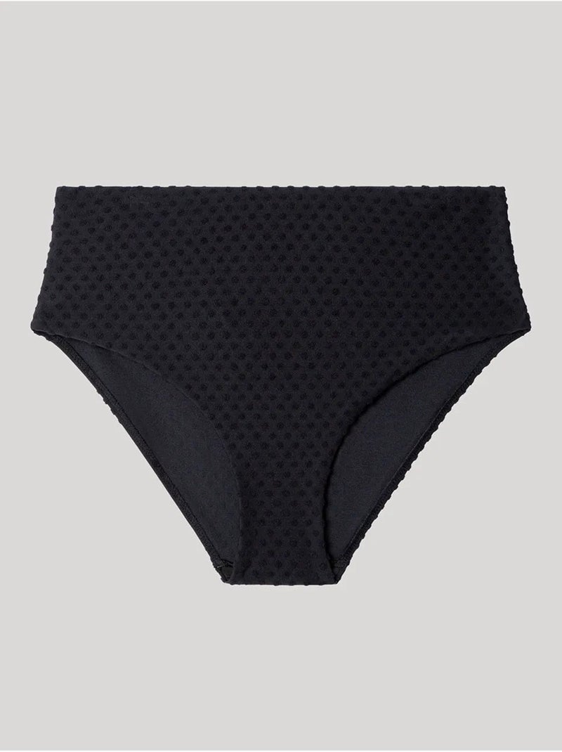 Culotte bikini haute tissu structuré Noir - Kiabi