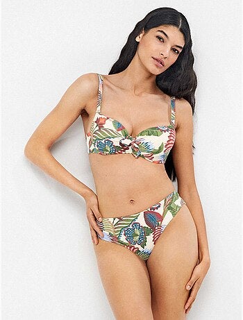 Culotte bikini midi imprimé tropical