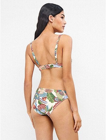 Culotte bikini midi imprimé tropical