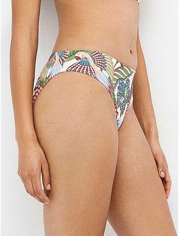 Culotte bikini midi imprimé tropical