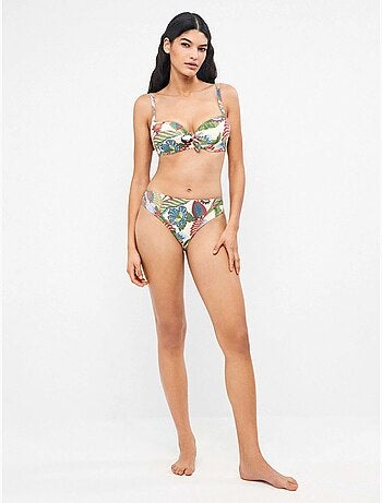 Culotte bikini midi imprimé tropical