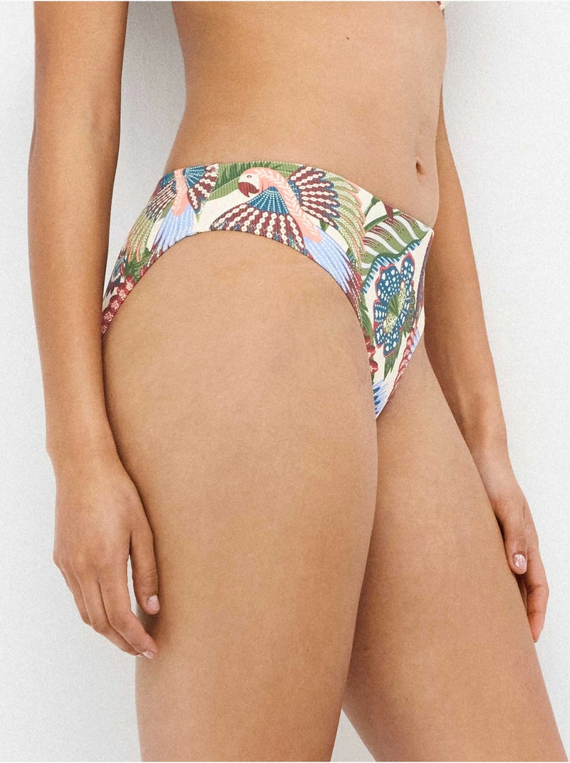 Culotte bikini midi imprimé tropical Multicolore - Kiabi