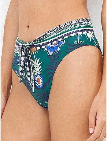 Culotte bikini taille haute motif ananas tropicaux