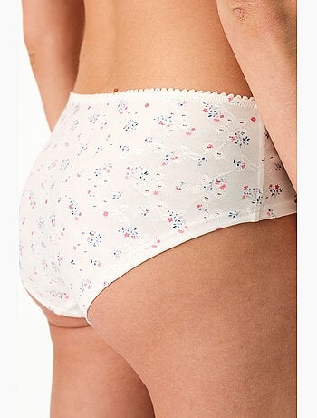 Culotte boyshort taille haute fleurie à œillets cassés penti