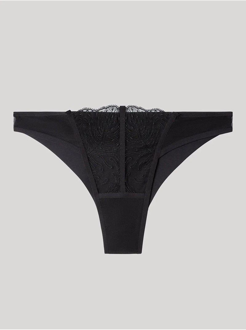 Culotte brésilienne en dentelle brodée Noir - Kiabi