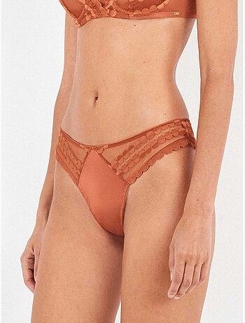 Culotte brésilienne en dentelle et microfibre