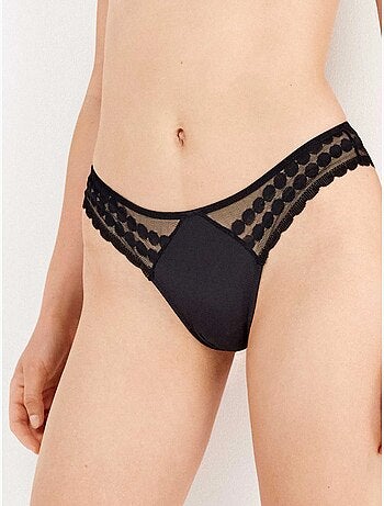 Culotte brésilienne en dentelle et microfibre