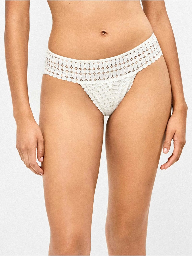 Culotte brésilienne en dentelle géométrique Ivoire - Kiabi