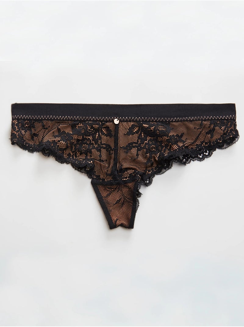 Culotte brésilienne en dentelle Noir - Kiabi