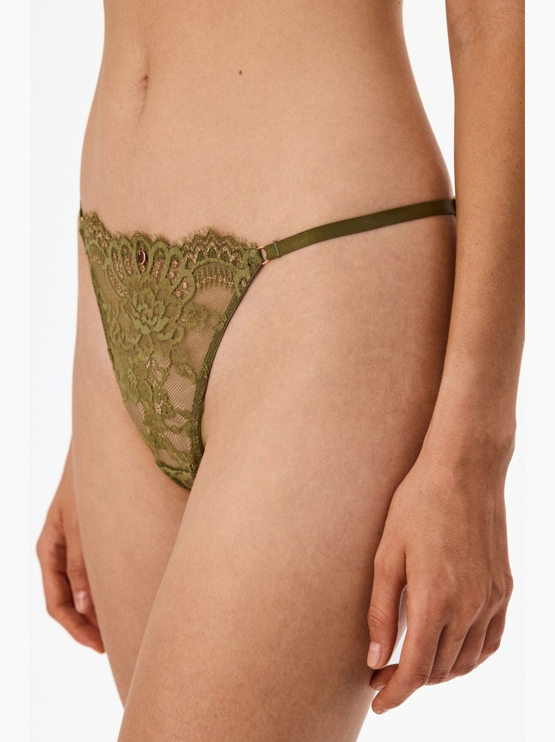 Culotte brésilienne en dentelle penti Kaki - Kiabi