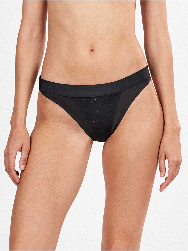 Culotte brésilienne en microfibre brillante Noir - Kiabi