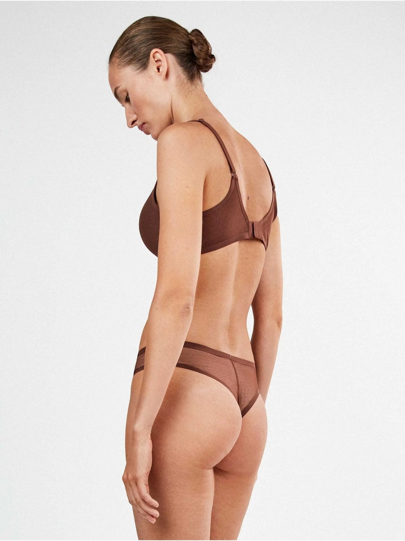 Culotte brésilienne en plumetis Marron - Kiabi