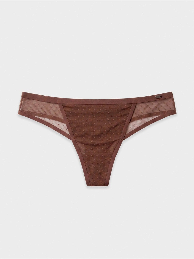 Culotte brésilienne en plumetis Marron - Kiabi