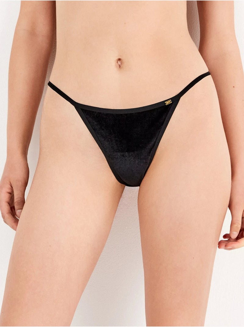 Culotte brésilienne en velours Noir - Kiabi