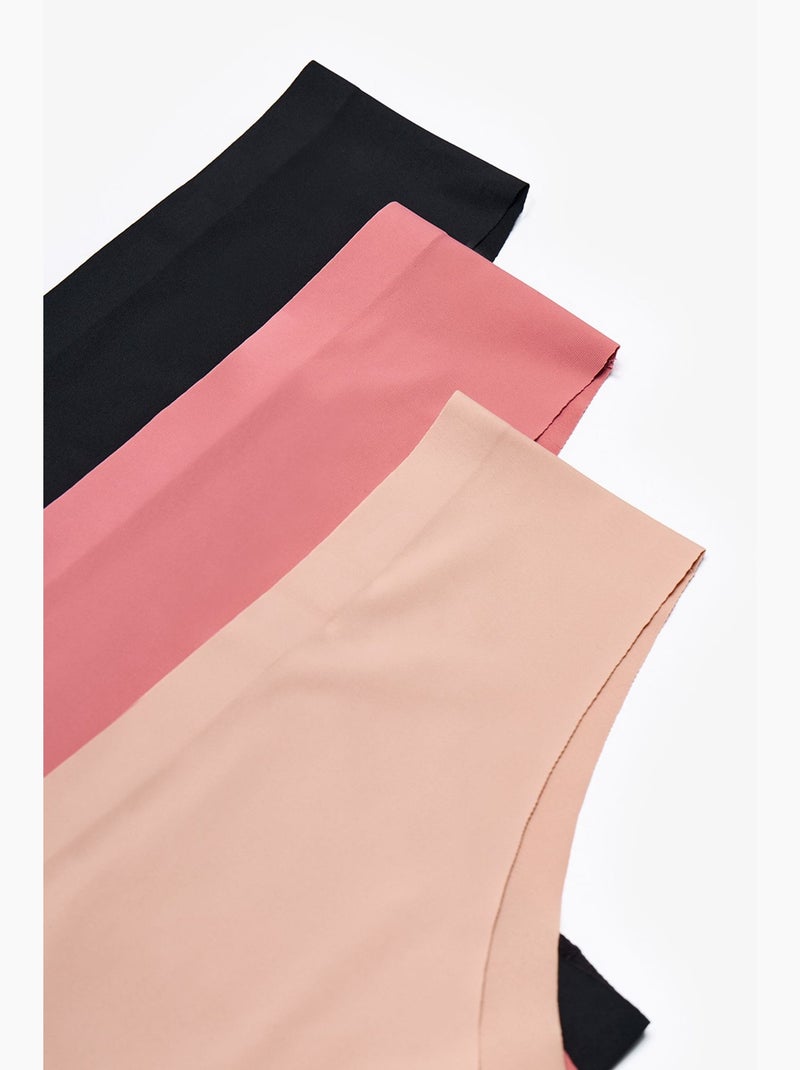 Culotte brésilienne lasercut invisible penti Noir Rose - Kiabi