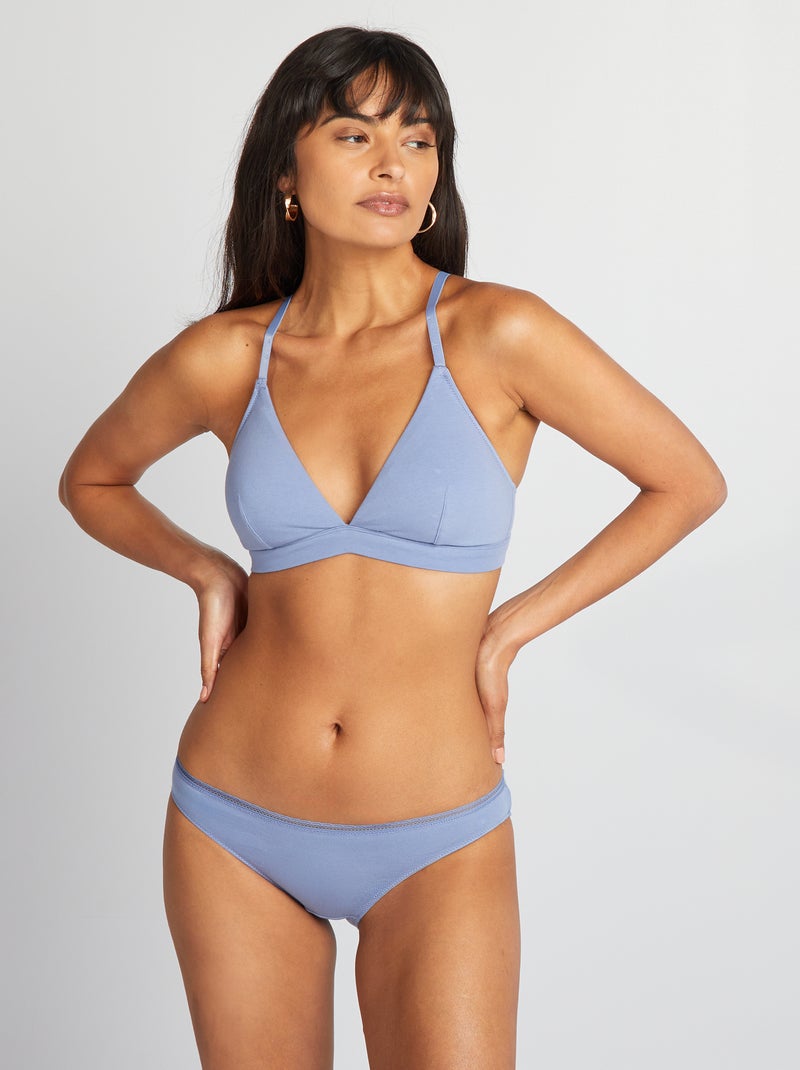 Culotte coton galon dentelle Bleu - Kiabi