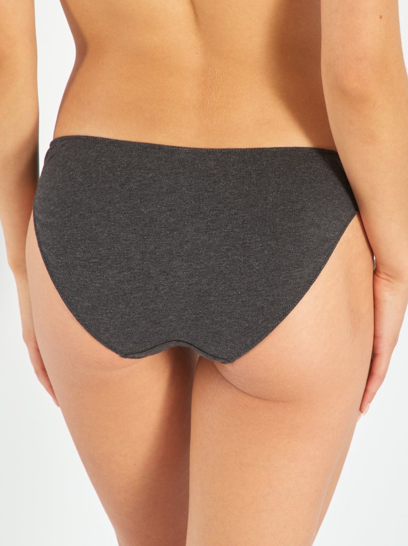 Culotte coton galon dentelle gris foncé chiné - Kiabi