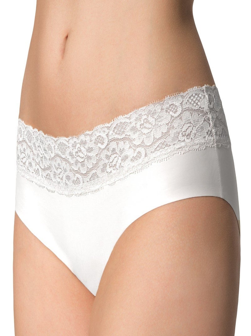 Culotte coutures plates avec dentelle Hipster Blanc - Kiabi