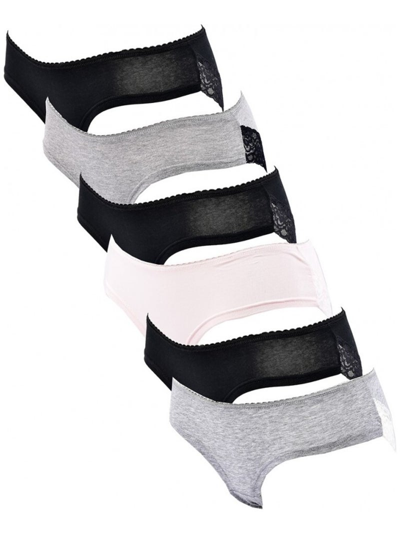 Culotte CXL By LACROIX X6 - Pack de 6 Noir Gris Blanc - Kiabi