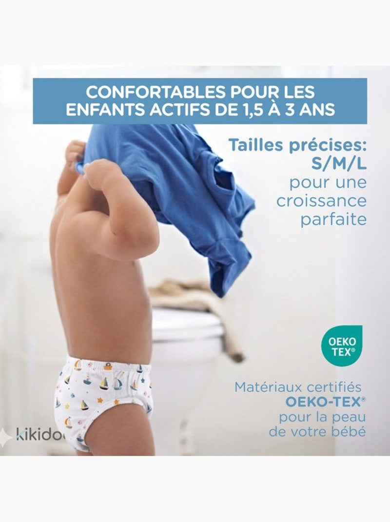 Culotte d’apprentissage lavable - coton étanche anti-fuite - kikido Bleu - Kiabi